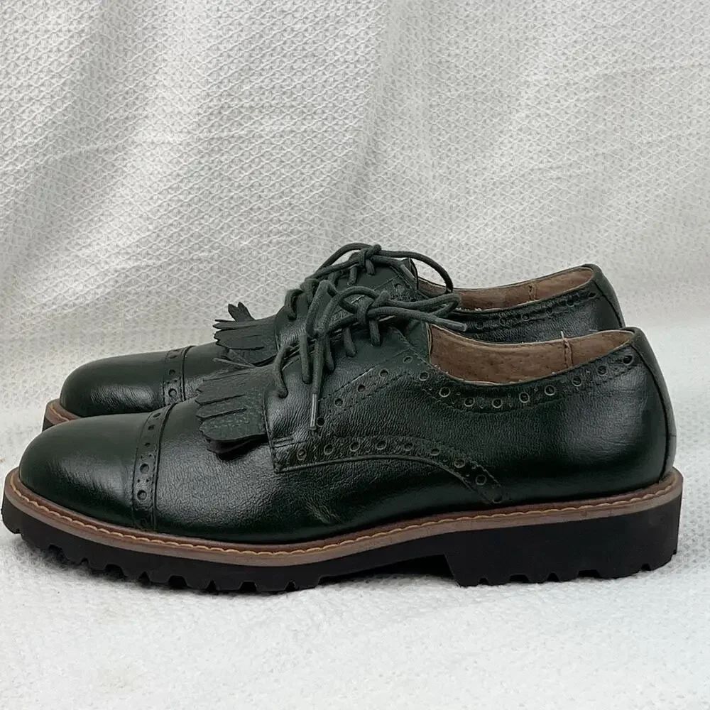 Joseph Abboud Men’s 9 Green Leather Kiltie Brogue Cap Toe Oxford Shoes NWOB